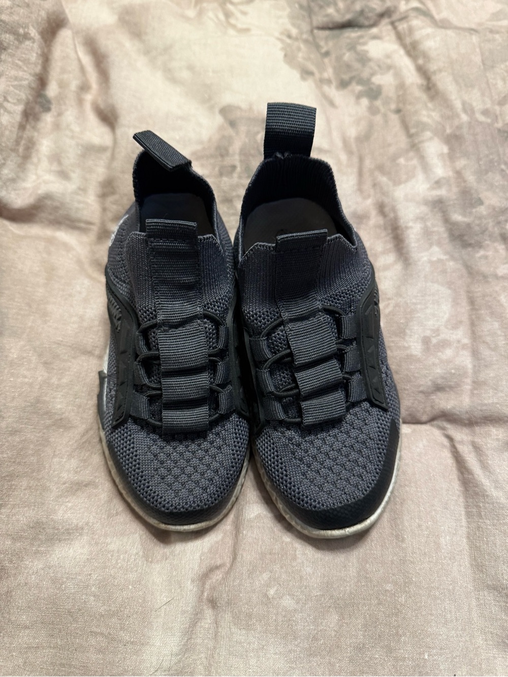Kids Grey Knit Slip-On Athletic Sneakers